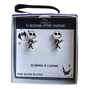 Disney Tim Burton's NBC Jack Skellington Silver Plated Front Back Earrings